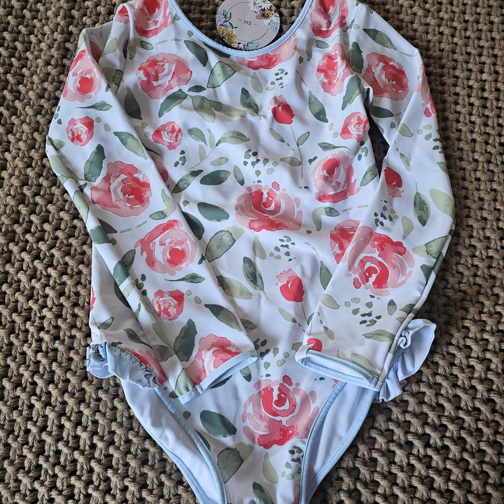 SweetHoney Floral Swimsuit with Long Sleeves